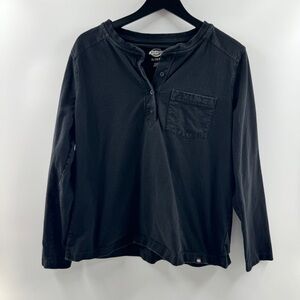 Dickies Black Long Sleeve Henley Shirt Pocket Size XL